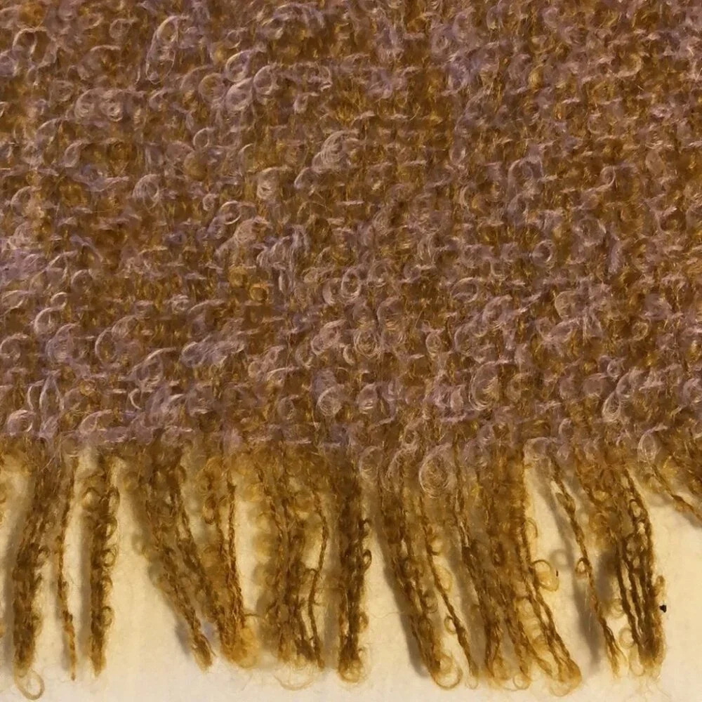 Hudson’s Bay Company La Baie vintage wool and mohair scarf, lavender and yellow - Picture 3 of 5